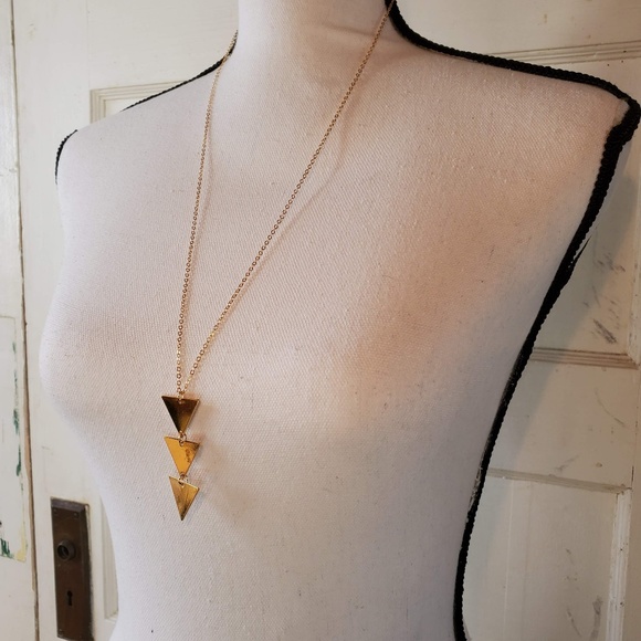 Gold Three Triangle Long Necklace {NEW!} - Picture 4 of 5